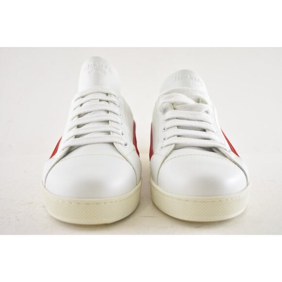 Prada Band White Red Stripe Logo Lace Up Tie Flat Low Top Trainer Sneaker 36.5 - Picture 10 of 16